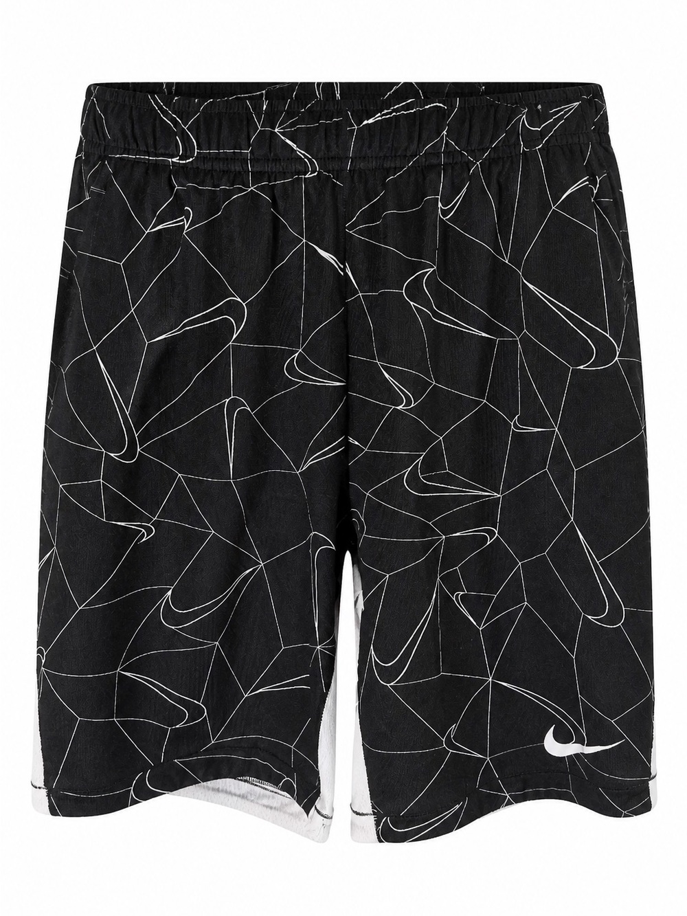 Nike Black Shorts with White Outline Swoosh Pattern